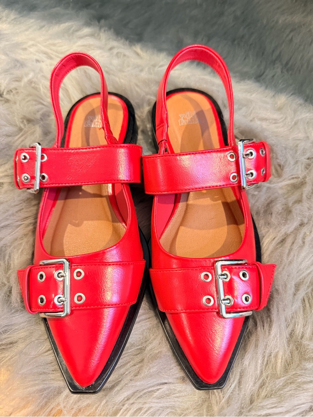 Wild Fable Red Pointed Buckle Slingback Flats